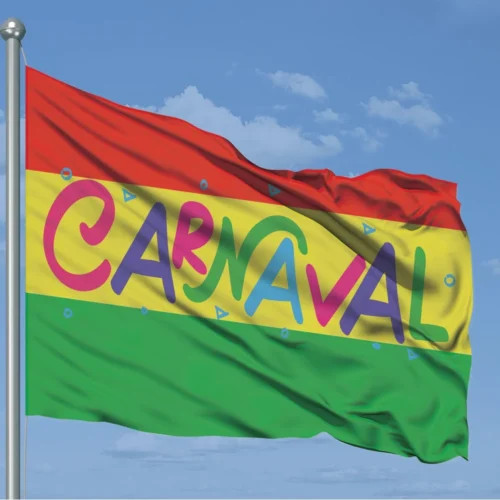 Rood-geel-groene carnavalsvlag met de tekst Carnaval