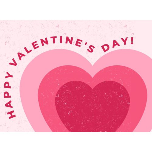 Roze Happy Valentine's Day spandoek met concentrische harten in drie roze tinten